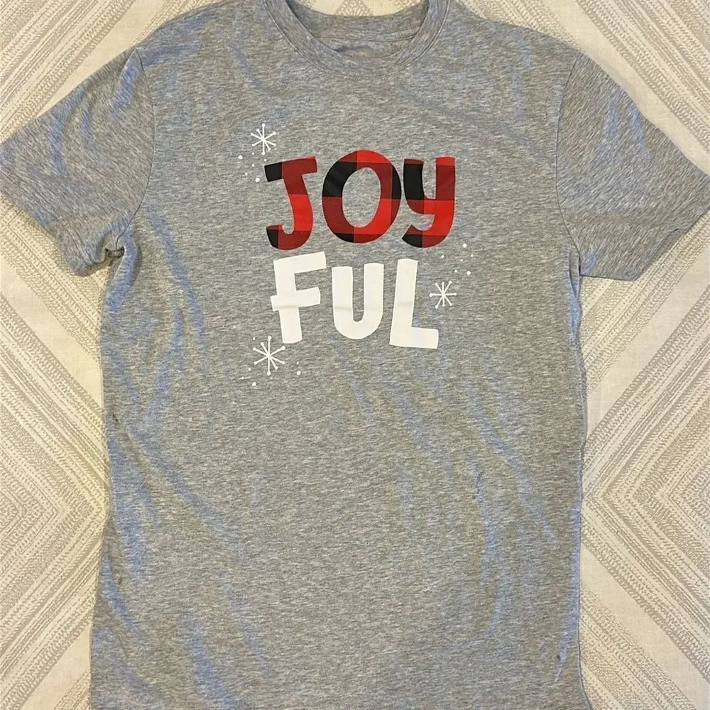 Wondershop Men’s Joyful Holiday Grey T-Shirt: Size S